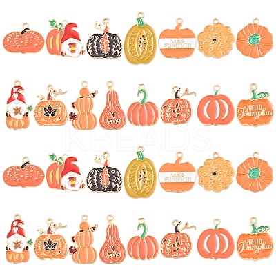 30Pcs 15 Styles Thanksgiving Day Golden Tone Alloy Enamel Pendants ENAM-FS0002-02-1