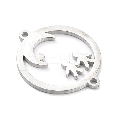 Non-Tarnish 304 Stainless Steel Hollow Connector Charms STAS-P332-09P-1