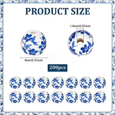 200Pcs Handmade Porcelain Beads PORC-ME0001-10-1