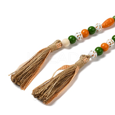 Wood Beaded Garland Hanging Ornament HJEW-A007-01C-1
