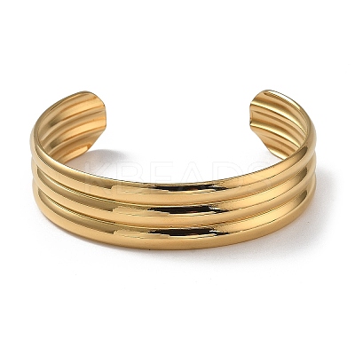 Ion Plating(IP) 304 Stainless Steel Cuff Bangles for Women BJEW-Z078-15G-1