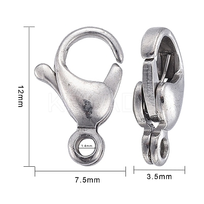 Tarnish Resistant 304 Stainless Steel Lobster Claw Clasps X-STAS-AB12-1