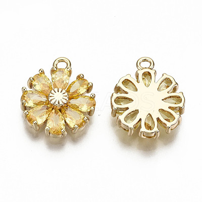Real 18K Gold Plated Brass Micro Pave Cubic Zirconia Pendants KK-S360-043D-NF-1