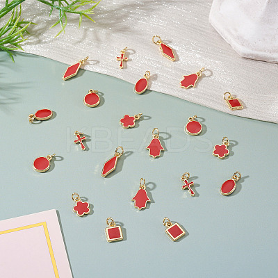 21Pcs 7 Styles Brass Enamel Charms KK-TA0003-19D-1