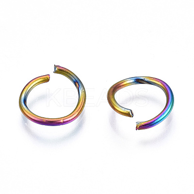Ion Plating(IP) Rainbow Color 304 Stainless Steel Open Jump Rings X-STAS-N098-062B-01-1