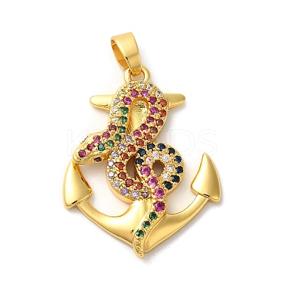 Rack Plating Brass Micro Pave Cubic Zirconia Pendants KK-U022-01A-03-1
