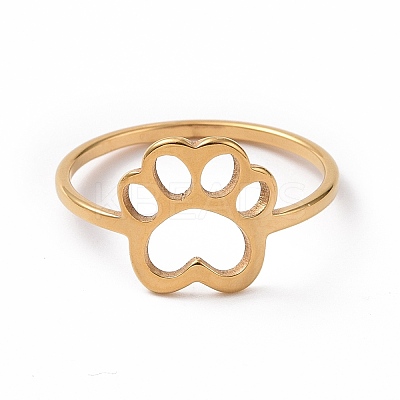 Ion Plating(IP) 201 Stainless Steel Paw Print Finger Ring RJEW-J051-25G-1