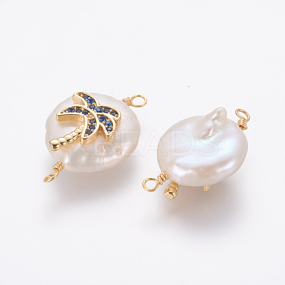 Natural Pearl Links connectors PEAR-F014-02G-1