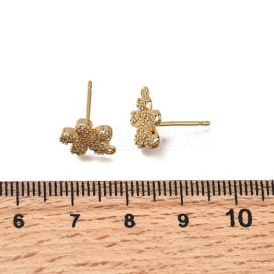 Flower Brass Micro Pave Cubic Zirconia Stud Earring Findings KK-B152-01A-G-1