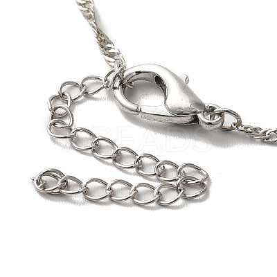 Resin Heart Pendant Necklace with Singapore Chains NJEW-C003-01A-1