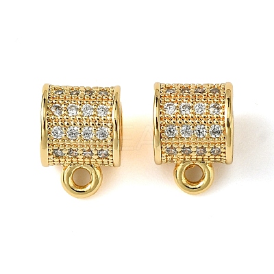 Brass Brass Micro Pave Cubic Zirconia Tube Bails KK-M277-09F-G-1