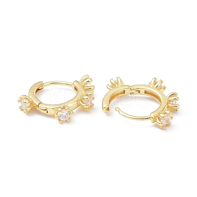 Brass Inlaid Cubic Zirconia Hoop Earrings ZIRC-P090-17G-A-1