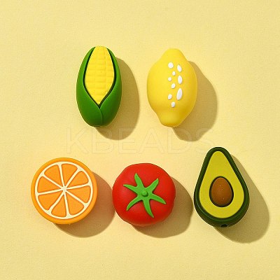 5Pcs 5 Styles Food Grade Eco-Friendly Silicone Focal Beads SIL-FS0001-03-1
