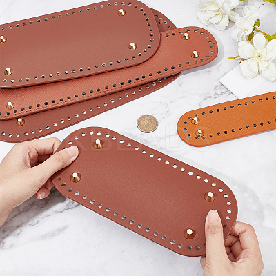 Oval PU Leather Knitting Crochet Bags Nail Bottom Shaper Pad DIY-PH0008-30-1