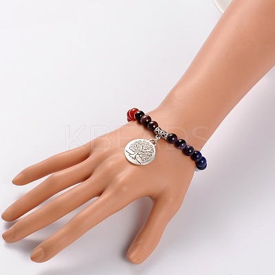 Natural Gemstone Stretch Charm Bracelets BJEW-JB01702-1