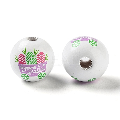 Easter Theme Printed Wood European Beads LS-WOOD-M010-02D-1