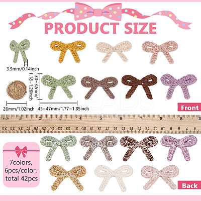 42Pcs 7 Colors Polyester Cloth Patches PATC-FG0003-15-1