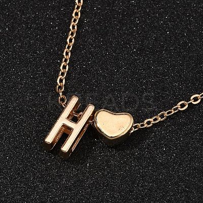 Alloy Letter Heart Pendant Necklaces for Women NJEW-FS0001-09H-1