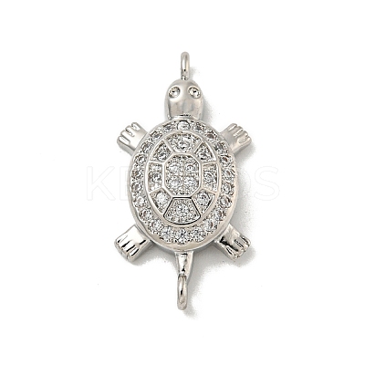 Brass Pave Clear Cubic Zirconia Sea Animal Connector Charms X-KK-N254-128P-1