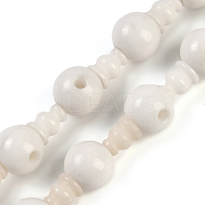 Natural White Jade 3-Hole Guru Beads Strands G-H064-E03-01-1