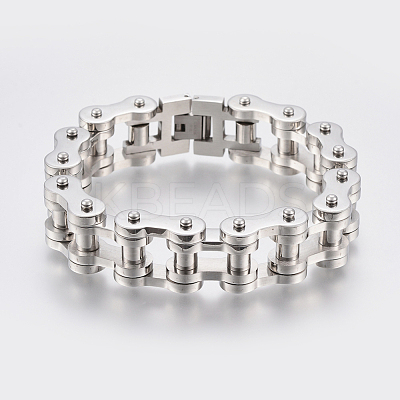 Tarnish Resistant Men's 201 Stainless Steel Bracelets BJEW-H569-15MM-A-1