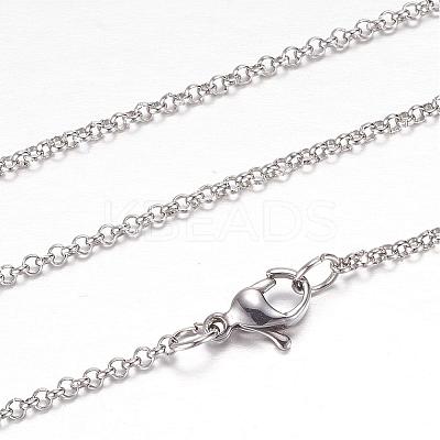 Tarnish Resistant 304 Stainless Steel Rolo Chain Necklaces STAS-G083-55P-1