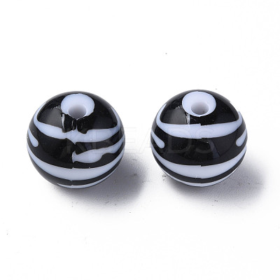 Opaque Striped Acrylic Beads MACR-S373-27B-10-1