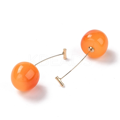 Lifelike Cherry Resin Dangle Stud Earrings EJEW-F274-01A-1