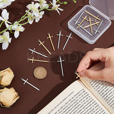 16Pcs 2 Colors 201 Stainless Steel Pendants STAS-UN0049-65-1