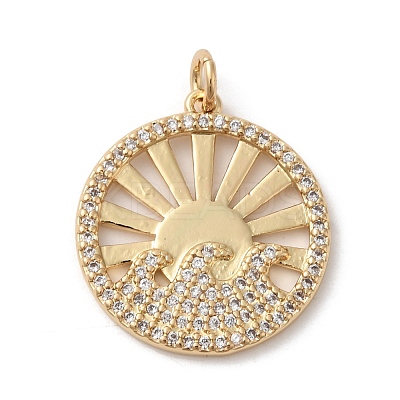 Rack Plating Brass Micro Pave Cubic Zirconia Pendants KK-A190-12G-1