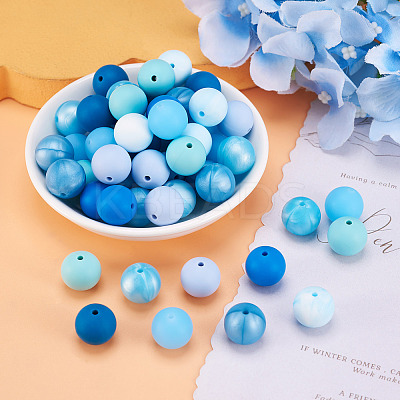 80Pcs 8 Colors Round Food Grade Eco-Friendly Silicone Focal Beads SIL-TA0001-95A-1