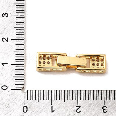 Brass Micro Pave Clear Cubic Zirconia Fold Over Clasps KK-C075-36G-1