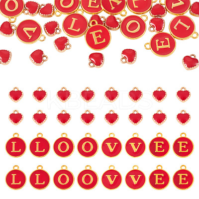 32Pcs 5 Styles Golden Plated Alloy Enamel Charms ENAM-TA0003-13B-1