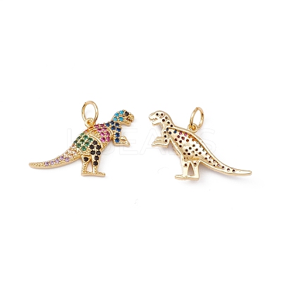 Rack Plating Brass Micro Pave Colorful Cubic Zirconia Pendants ZIRC-C040-48D-G-1