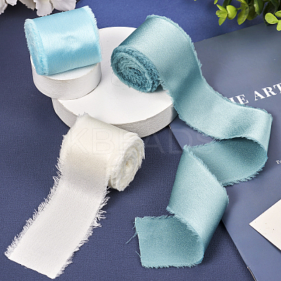 3 Rolls 3 Colors Polyester Frayed Fringe Ribbon OCOR-TA0001-55B-1