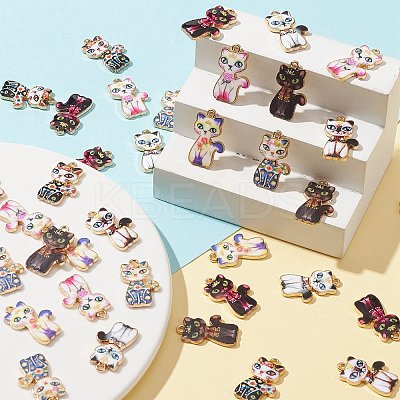 40Pcs 8 Styles Rack Plating Alloy Pendants ENAM-CJ0004-89-1