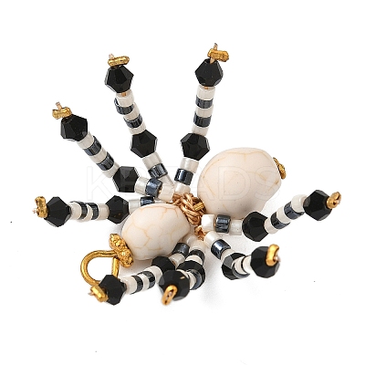 Halloween Theme Dyed Synthetic Turquoise & Glass Seed Beads Pendants PALLOY-MZ00774-03-1