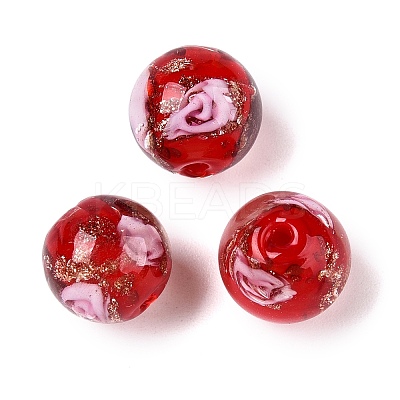 Luminous Handmade Gold Sand Lampwork Beads LAMP-T021-10mm-03V-1