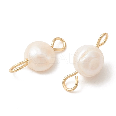 Natural Cultured Freshwater Pearl Connector Charms PALLOY-YW0001-52-1