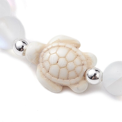 Beach Turtle Dyed Synthetic Turquoise Bead Bracelets BJEW-JB10251-01-1