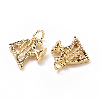 Brass Cubic Zirconia Pendants ZIRC-I062-17G-1