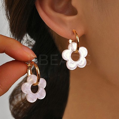 Iron with Acrylic Hoop Dangle Earrings FS-WG3A8DA-01-1
