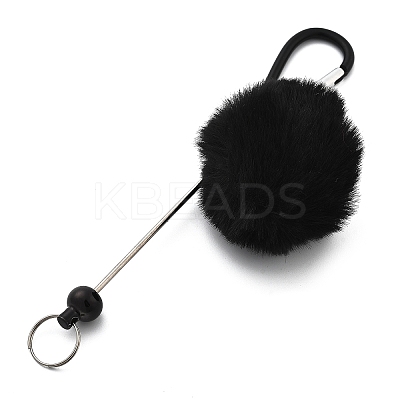 Aluminum Alloy Pom Pom Ball Beadable Keychain Bar HJEW-Q001-01D-1