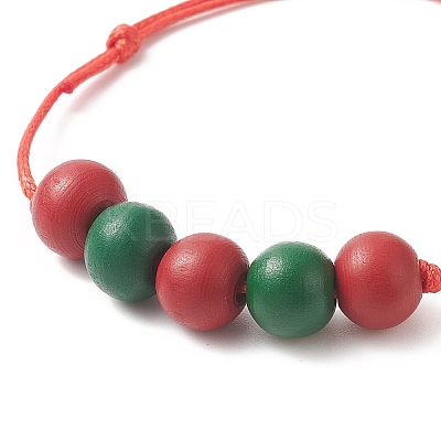 Wood Round Braided Bead Bracelet BJEW-JB09927-1