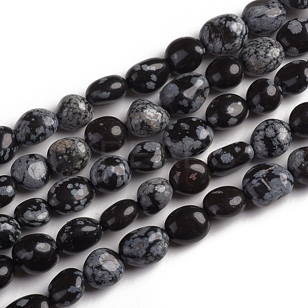 Natural Snowflake Obsidian Beads Strands G-D0002-D60-1