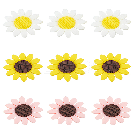 9Pcs 3 Colors Food Grade Eco-Friendly Silicone Beads SIL-LP0001-01-1