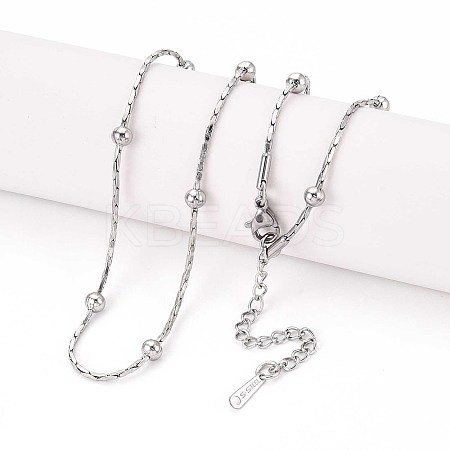 1.2MM 304 Stainless Steel Round Ball Boston Link Chain Necklaces NJEW-N058-09P-1