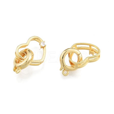 Brass Pave Clear Cubic Zirconia Fold Over Clasps KK-A165-02G-1