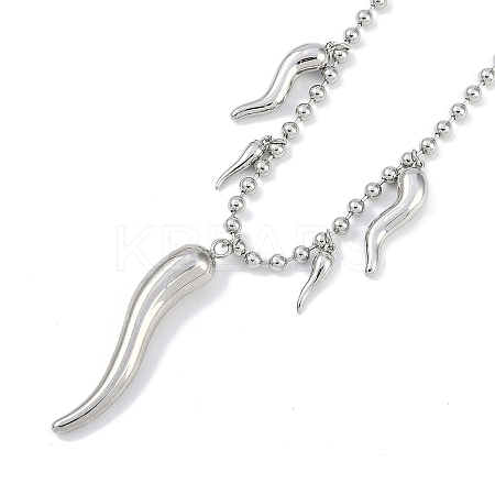 Rack Plating Brass Italian Horn Cornicello Bib Necklacess NJEW-P317-06P-1