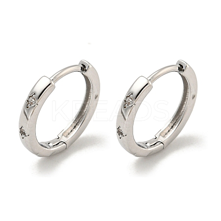 Brass Pave Clear Cubic Zirconia Hoop Earrings EJEW-L211-001P-1